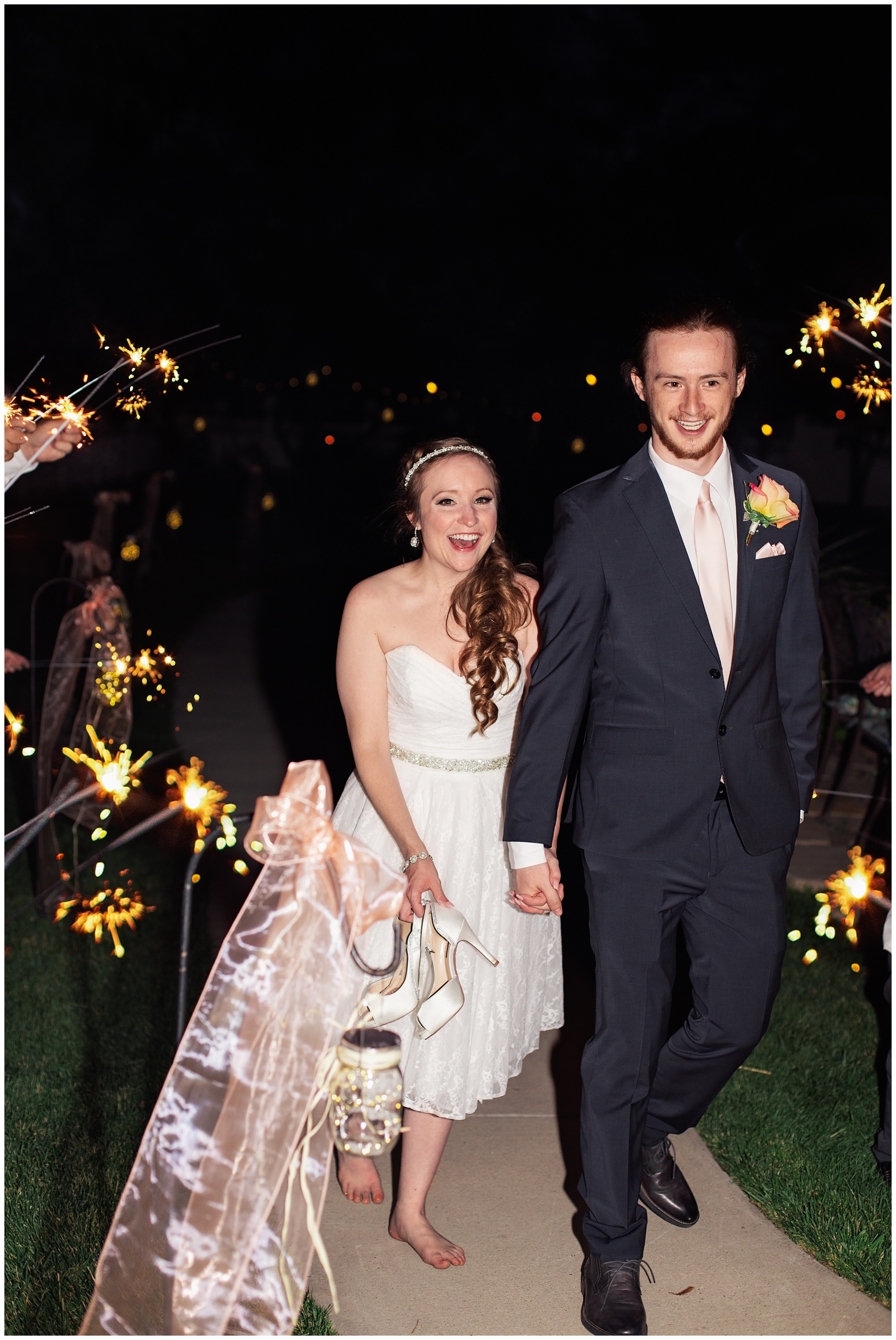 Sparkler Sendoff for wedding in SLC Utah