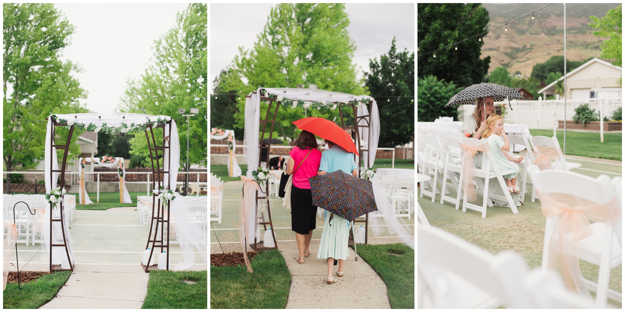 Outdoor wedding in the rain