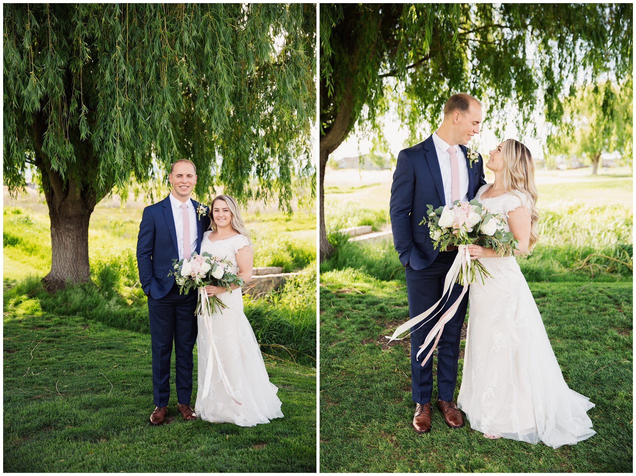 Wedding Formals/Bridals at Sleepy Ridge near a willow tree