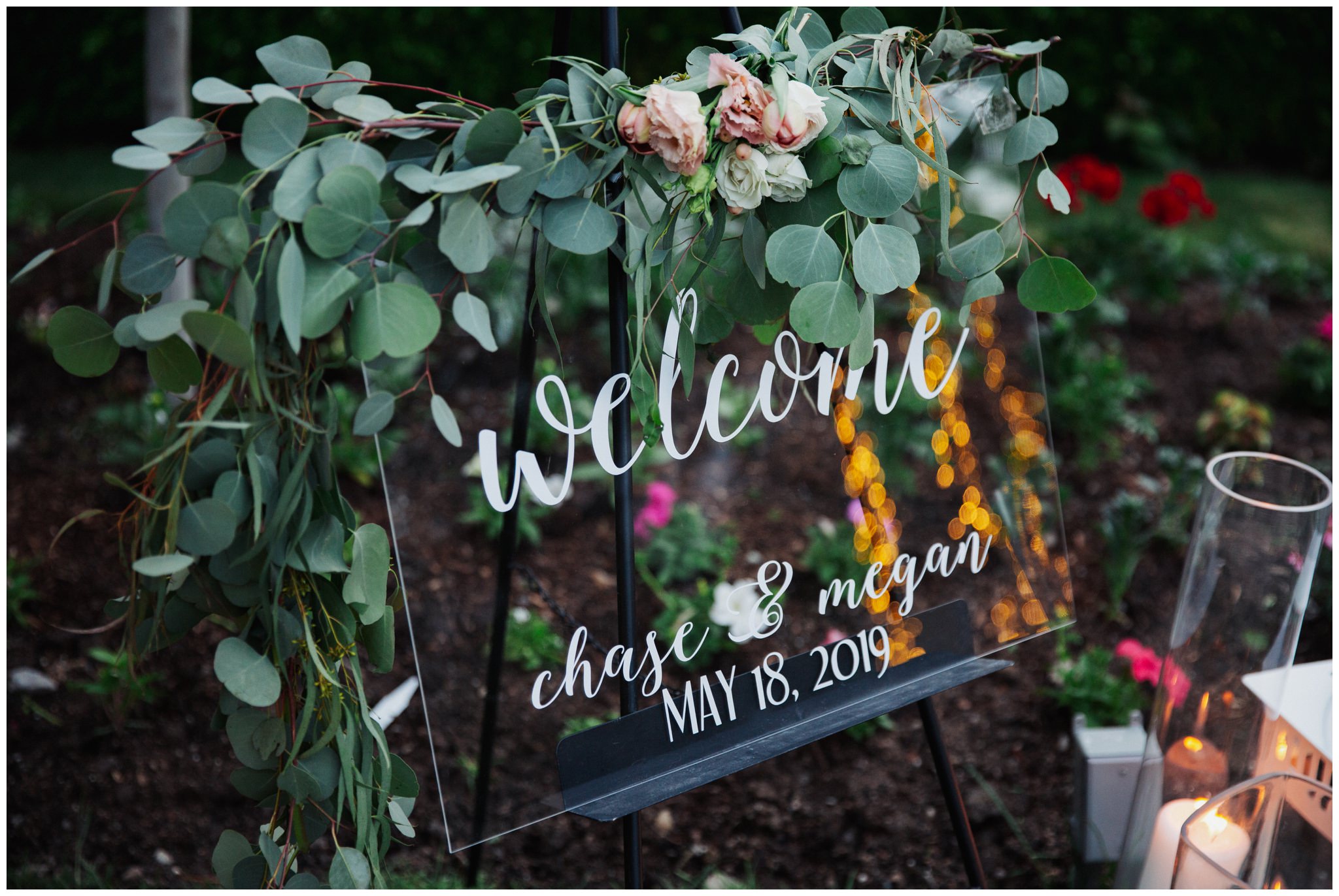 Welcome sign for Wedding at Sleepy Ridge in the Garden Room