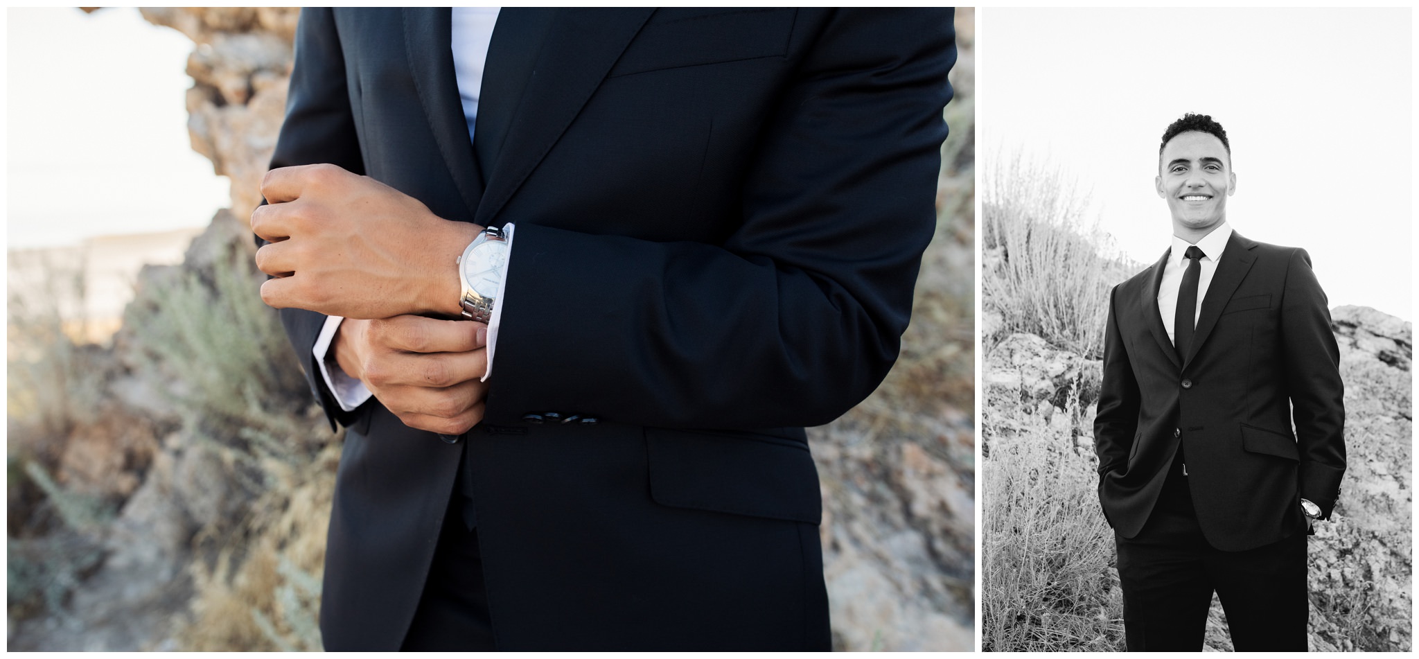 Groom details shots at Antelope Island in  Slc, Utah