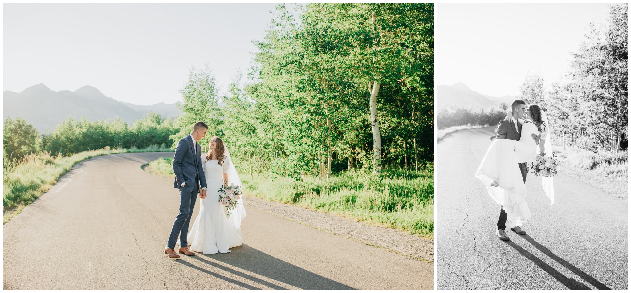 Bride and groom walking