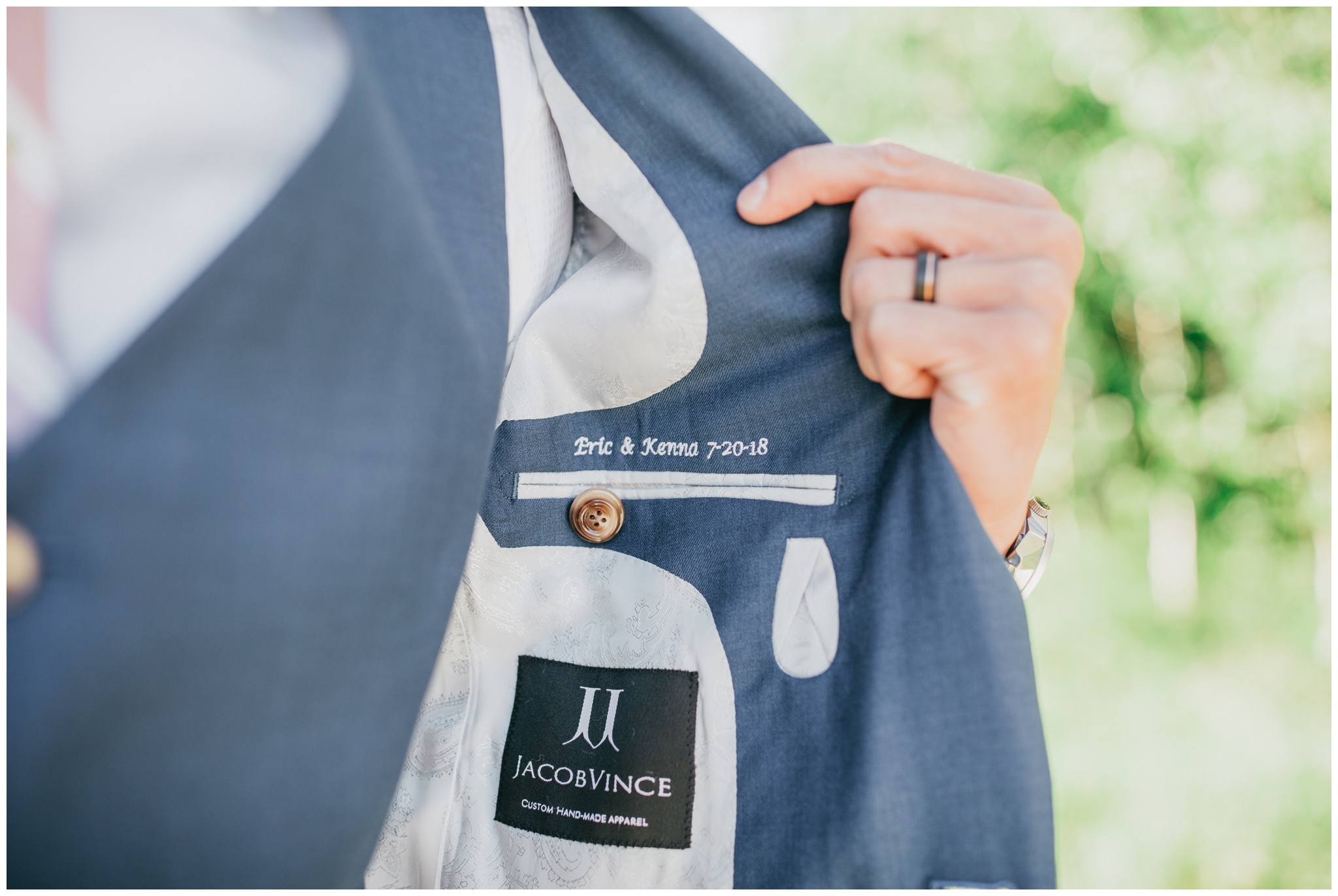 Tux embroidery wedding photography