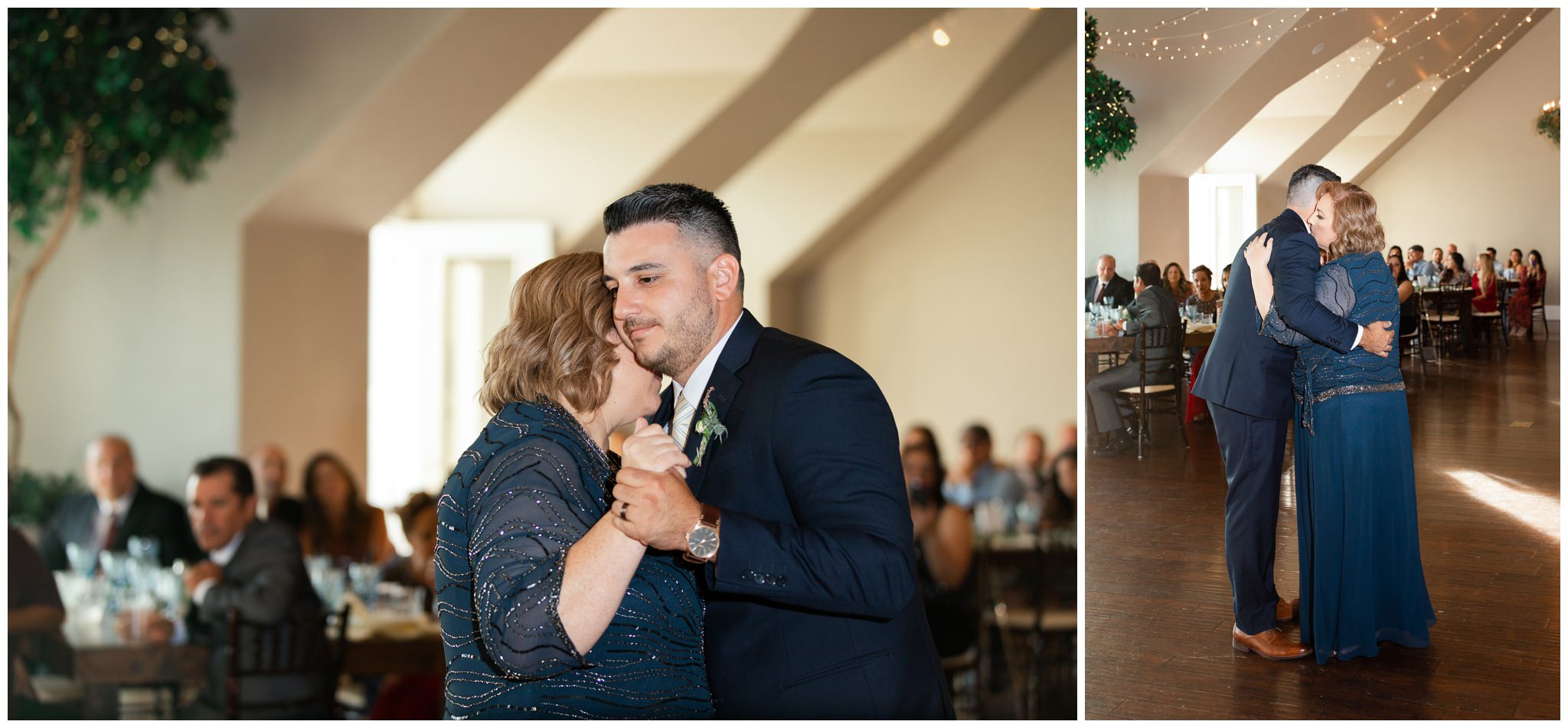 Groom dancing with his mom at Vineyard wedding Venue
