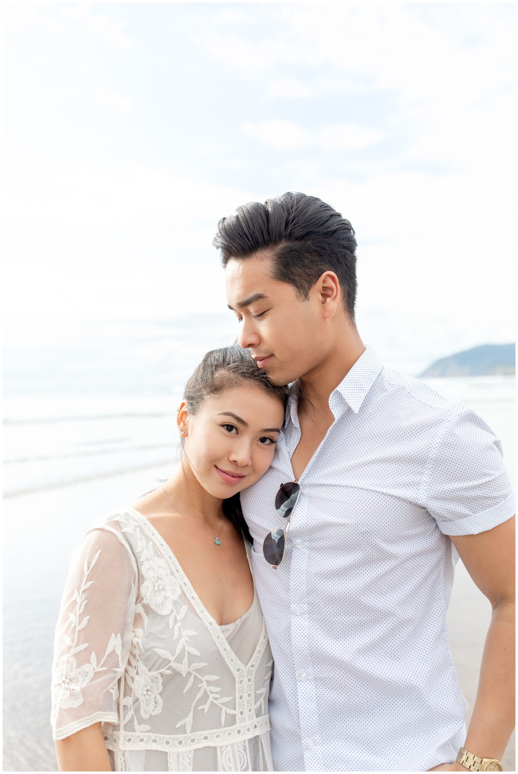 Beach bride and groom