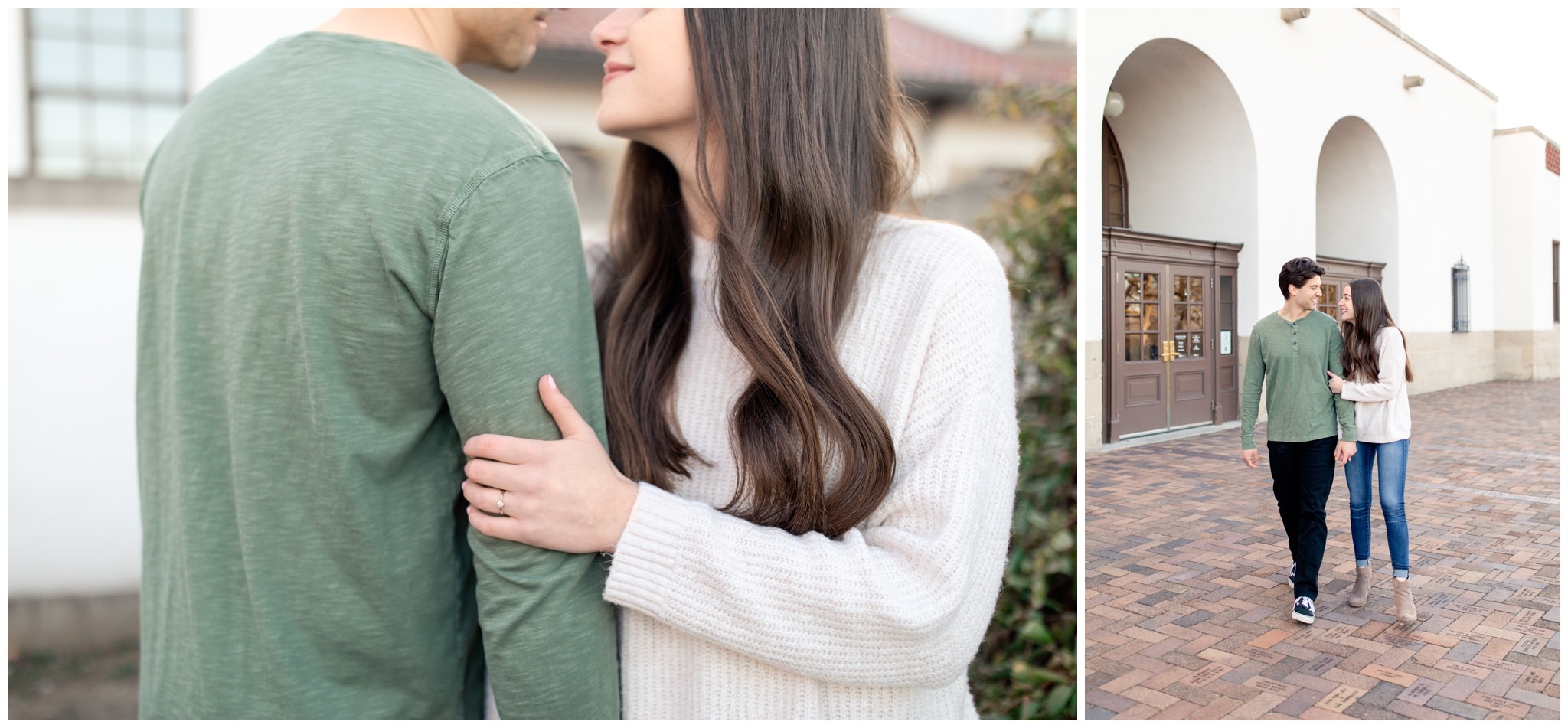 Winter Engagement session of couple at the Boise Train depot in Idaho