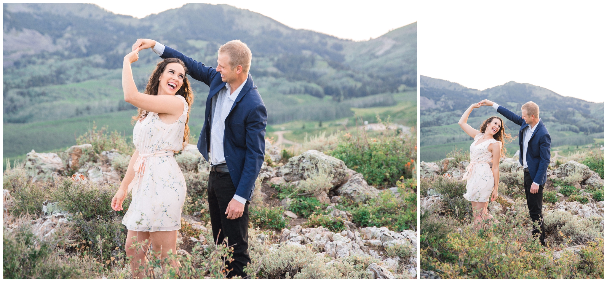 Groom spinning bride in Park City Utah Wedding