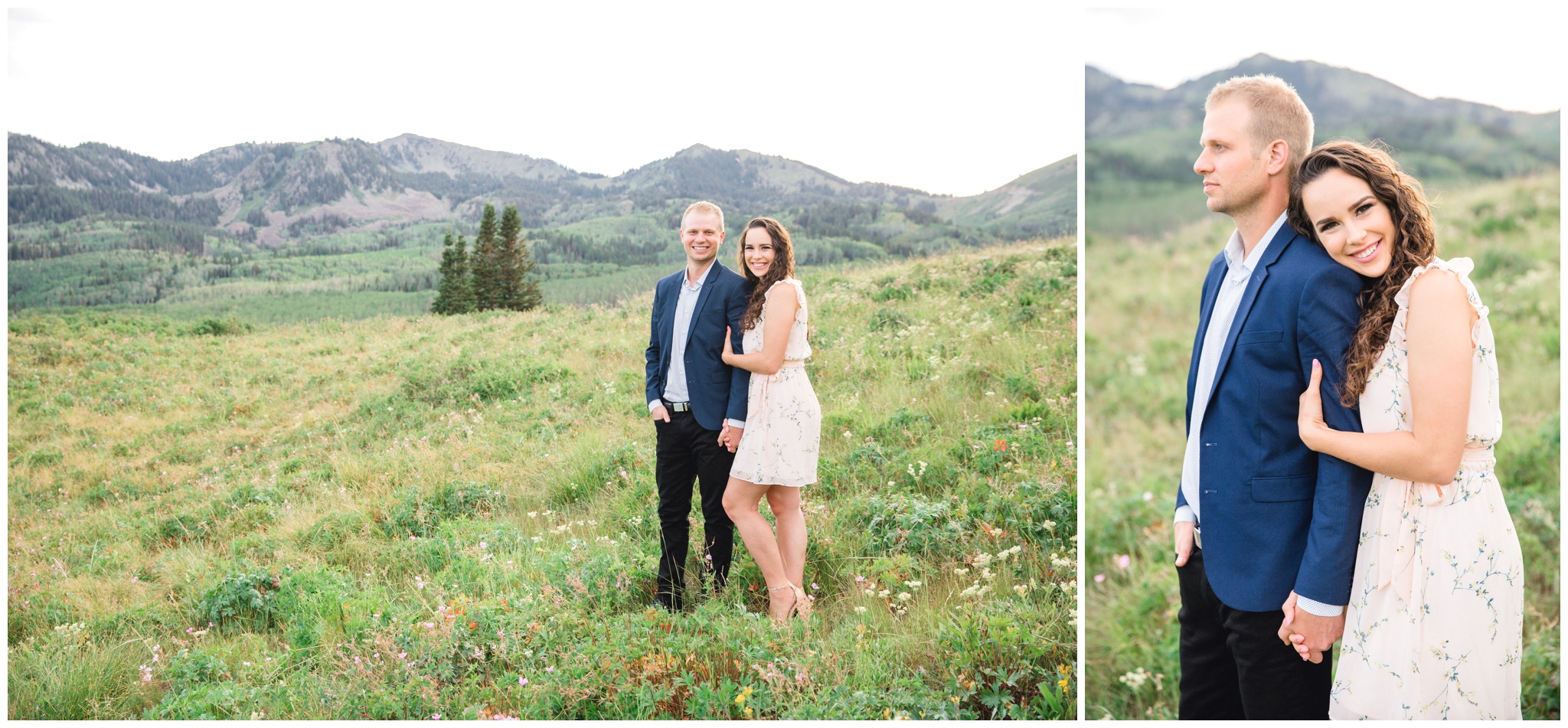 Couple smiling at camera in Park City Utah