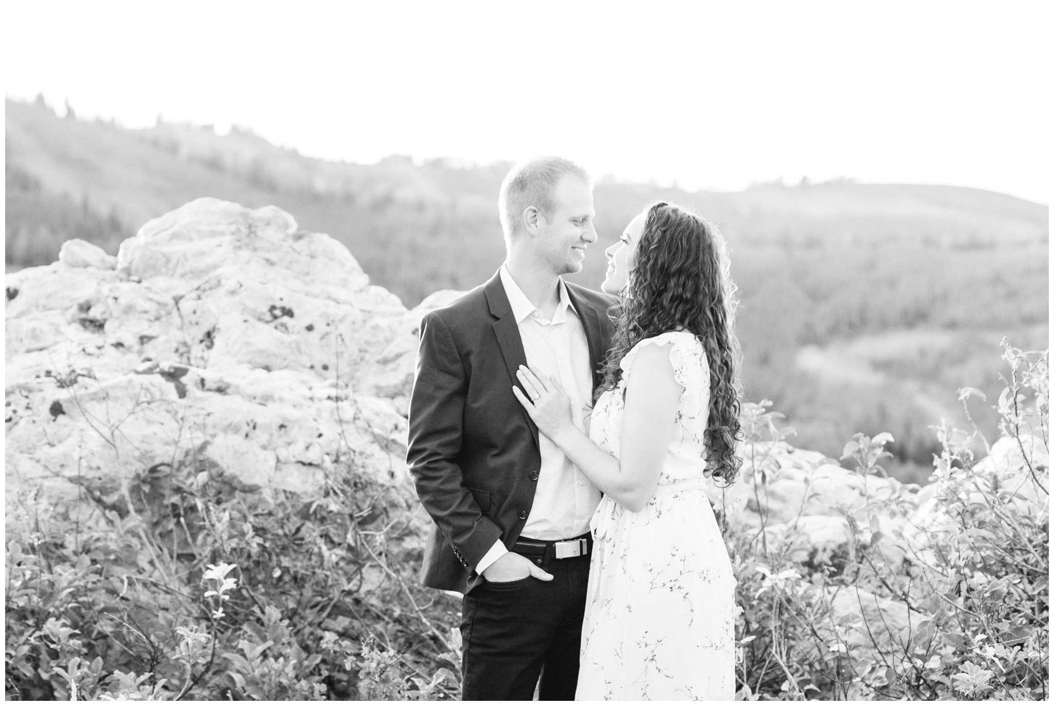 Bride and Groom smiling at each other in Park City Utah