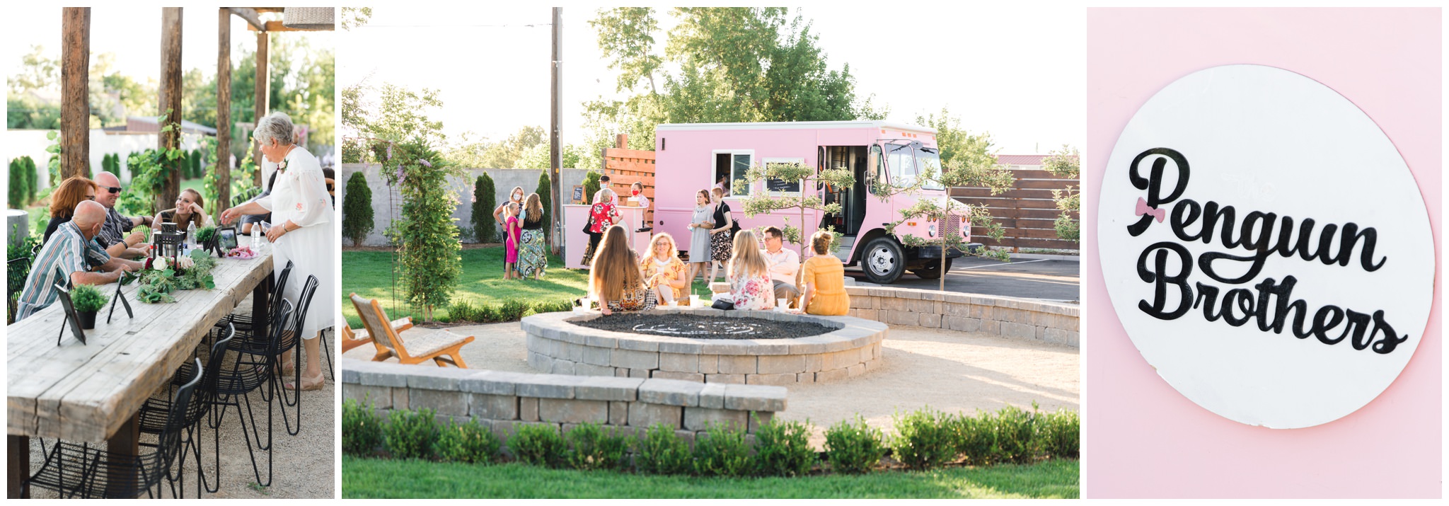 Penguin brothers pink truck for serving ice cream sandwiches at weddings in the Summer