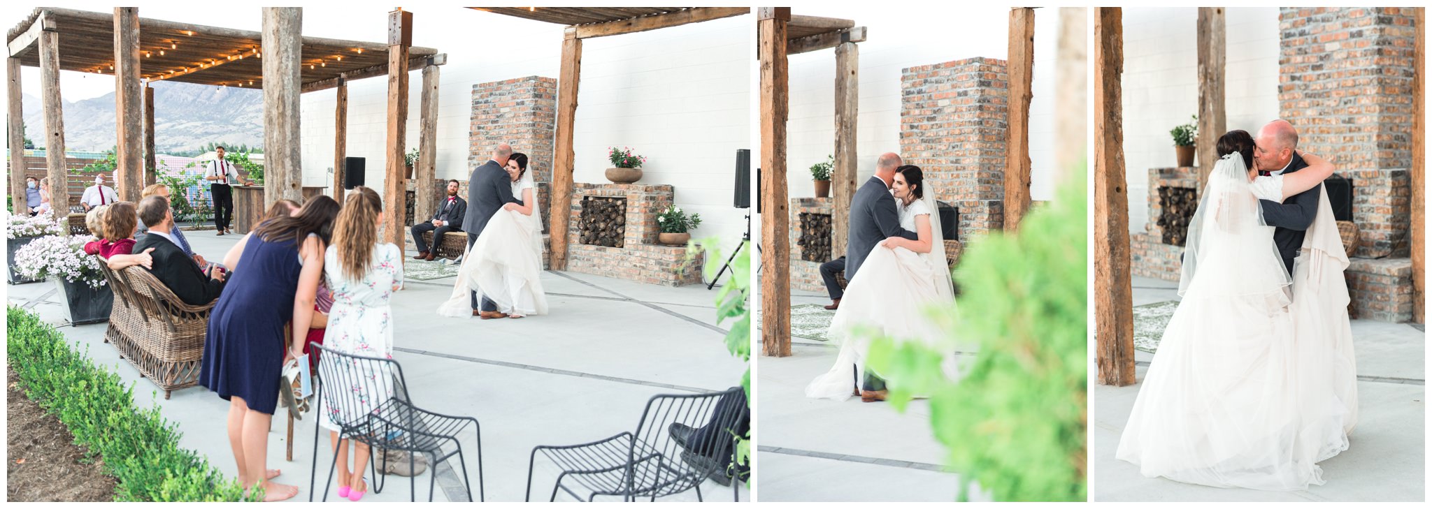 Bride dancing with father(dad) at her wedding reception outside of the Wild Oak Wedding Venue in Lindon, Utah