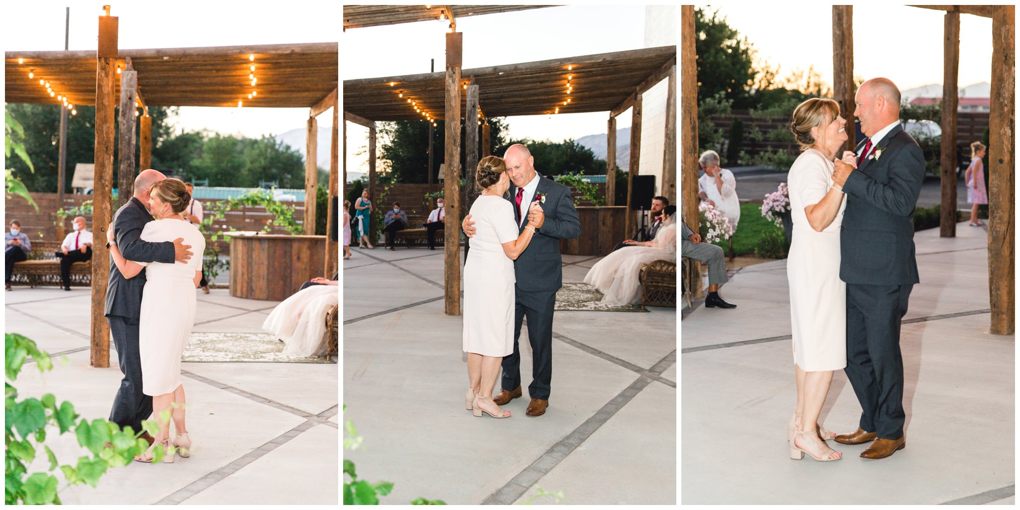 Bride's parents dancing to song at their wedding