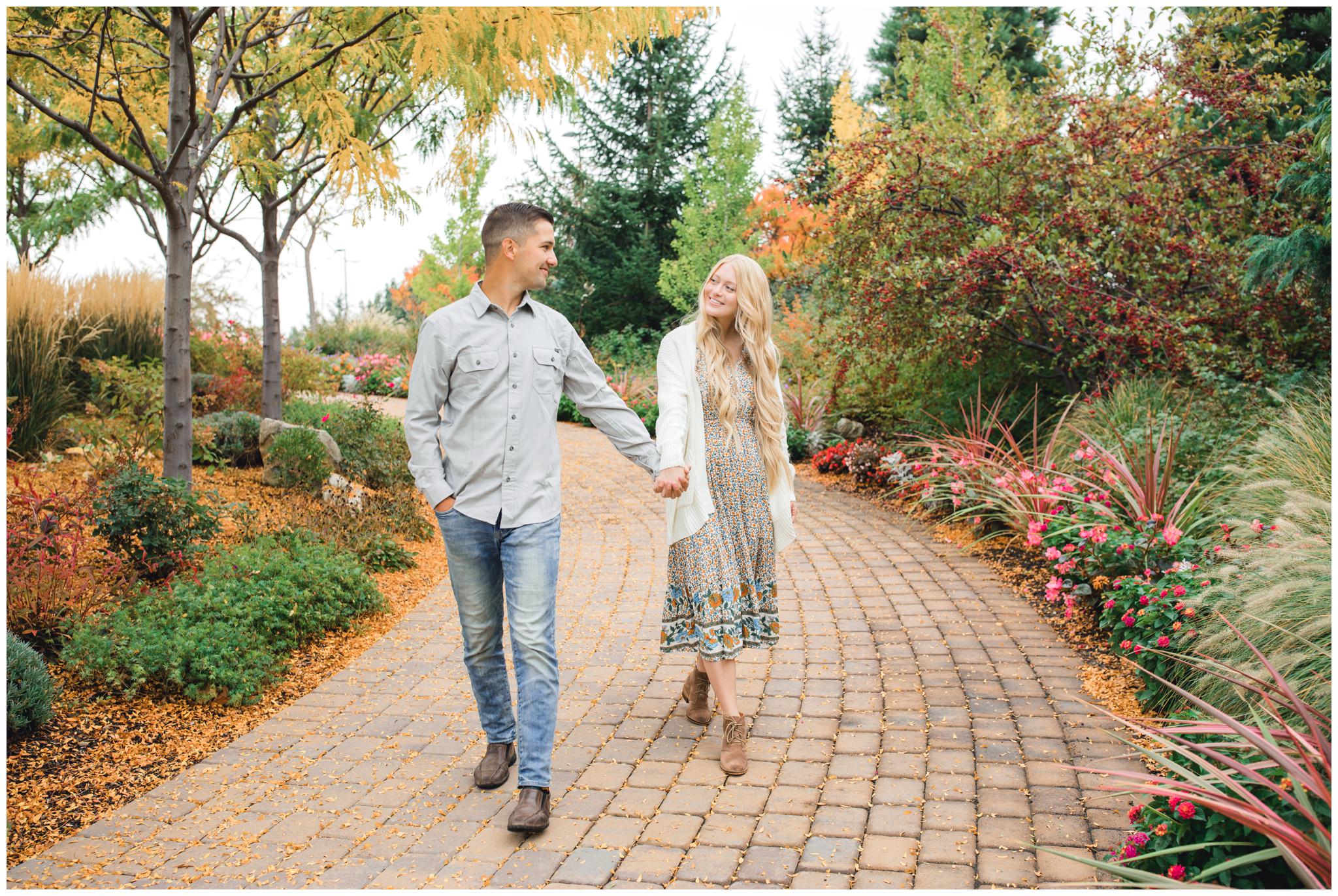 Couple walking towards camera