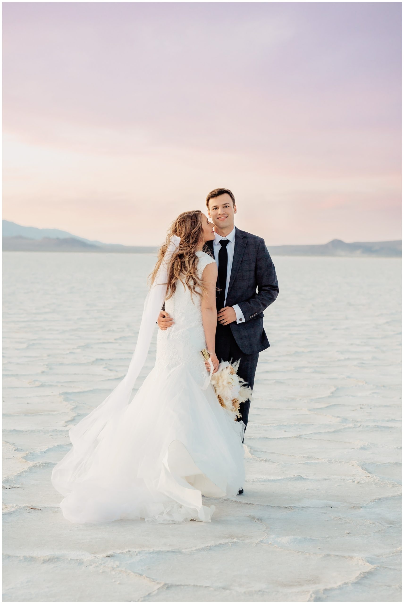 Cotton Candy sky at the Salt Flats