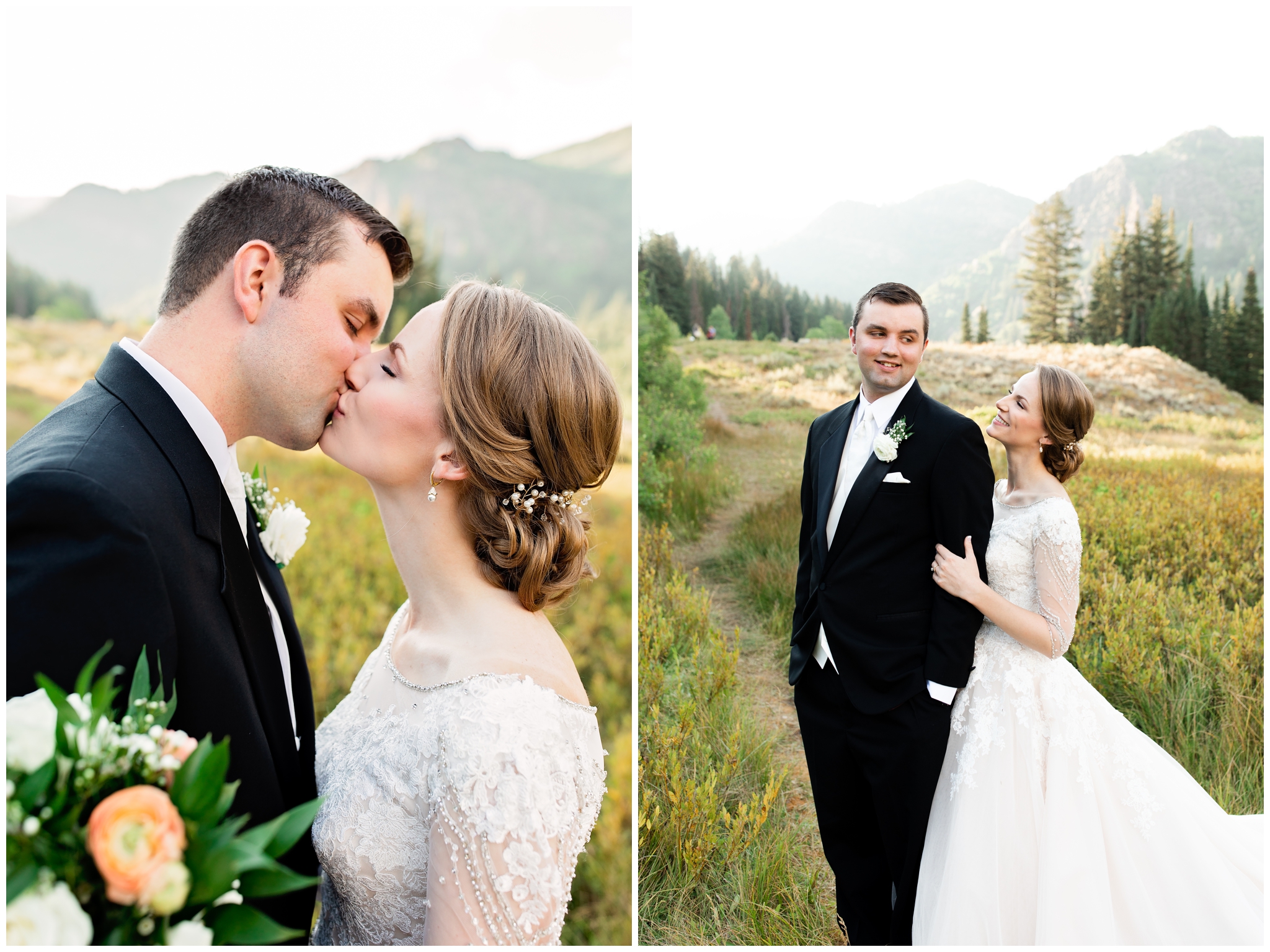 Bride and groom portraits in the mountains of SLC Utah
