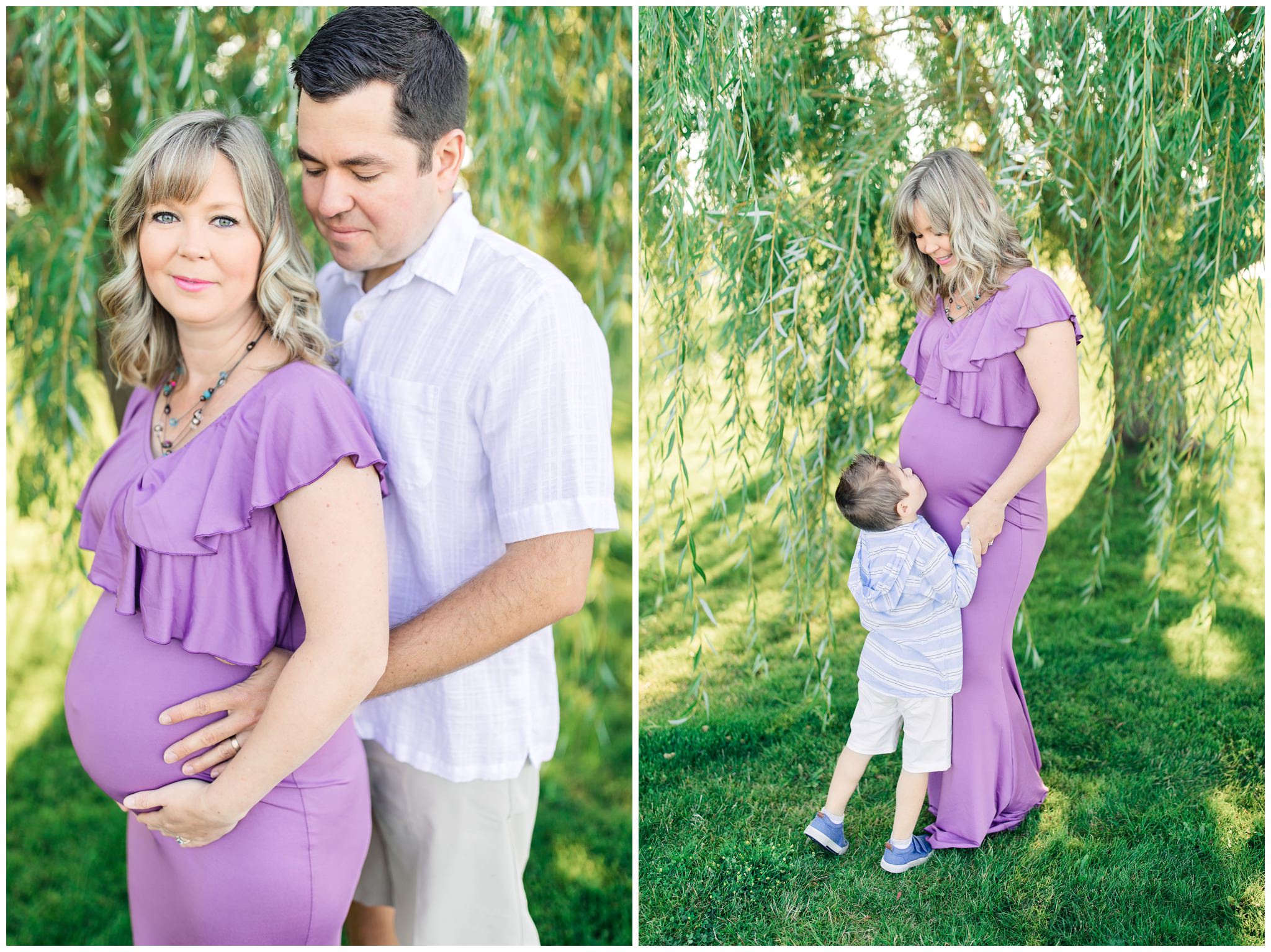 Husband and wife posing for maternity pictures in Lubbock Texas