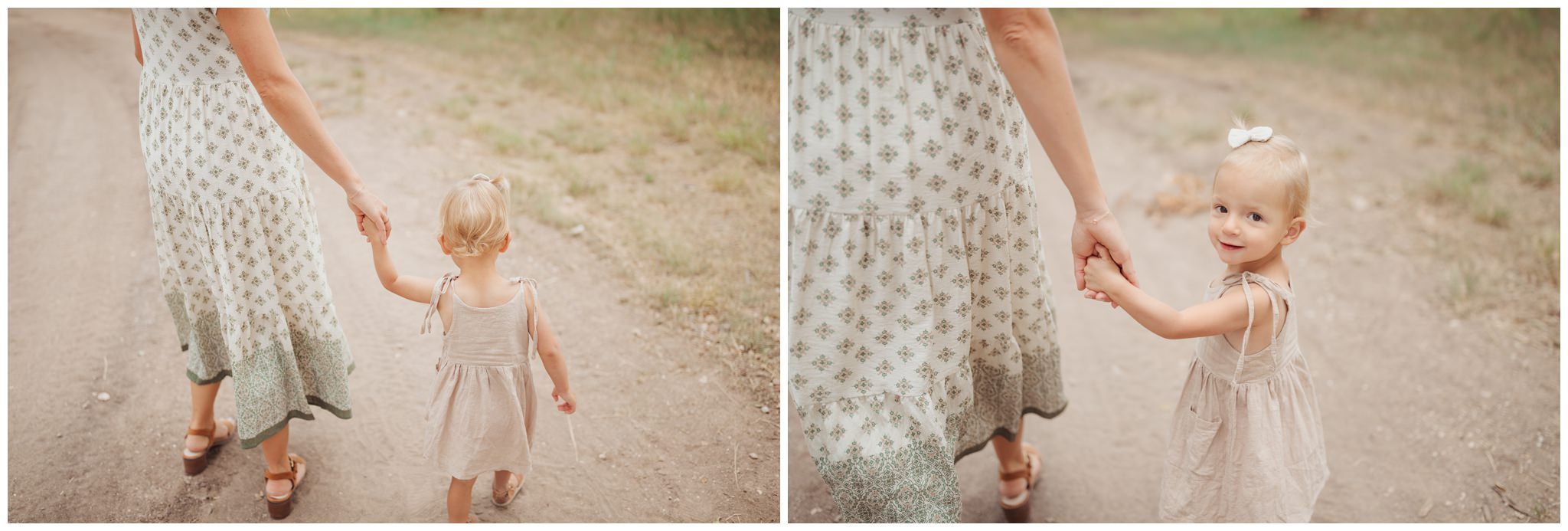 Mom and daughter holding hands in Lubbock Texas