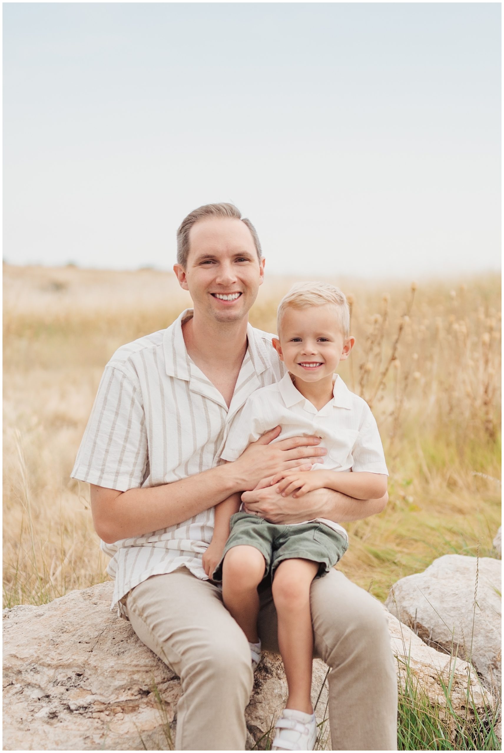 Dad and son posing for camera in Lubbock Texas